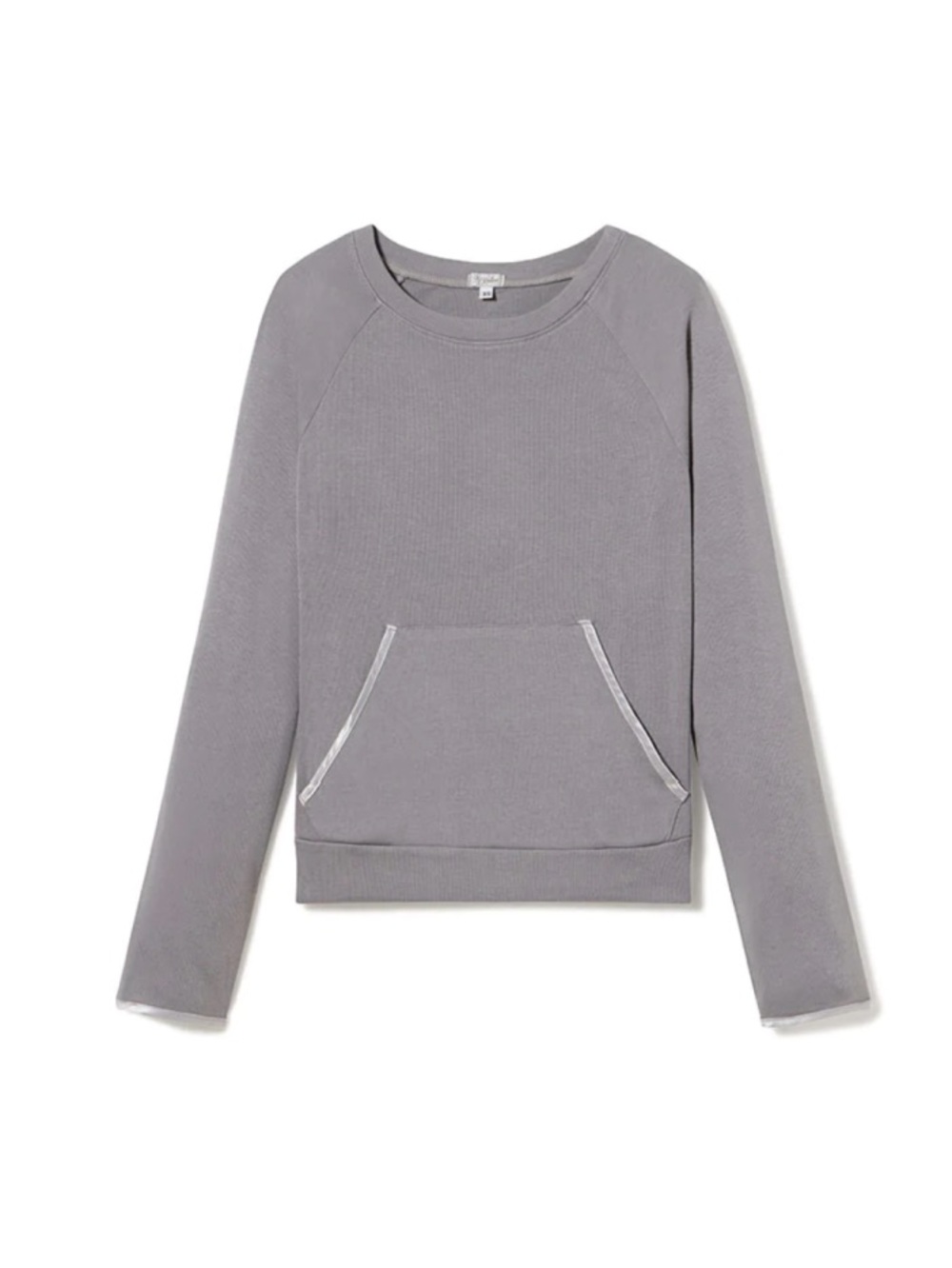 PJ Harlow Becca Satin-Trim Long Sleeve Semi-Crop Sweatshirt Sz S ✨🤍
